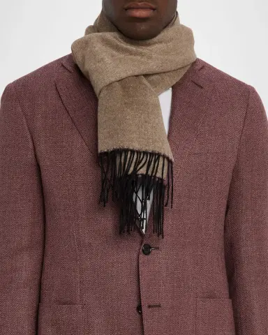 PIACENZA 1733 Men's Mirror Double-Face Silk and Cashmere Scarf | Thumbnail 3 PIACENZA 1733 Men's Mirror Double-Face Silk and Cashmere Scarf | Thumbnail 3