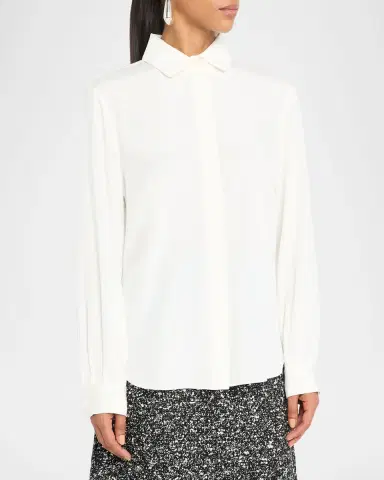 Lafayette 148 New York Pleated Button-Down Shirt | Thumbnail 4 Lafayette 148 New York Pleated Button-Down Shirt | Thumbnail 4