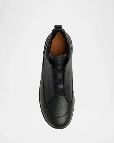 ZEGNA Men 's Triple Stitch Monte Grained Leather Slip-On Sneakers | Thumbnail 6 ZEGNA Men 's Triple Stitch Monte Grained Leather Slip-On Sneakers | Thumbnail 6