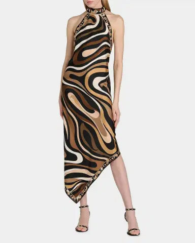 Pucci Marmo-Print Silk Twill Foulard Midi Halter Dress | Thumbnail 2 Pucci Marmo-Print Silk Twill Foulard Midi Halter Dress | Thumbnail 2