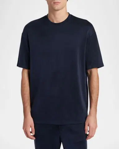 Giorgio Armani Men 's Nylon and Cupro Crewneck T-Shirt | Thumbnail 4 Giorgio Armani Men 's Nylon and Cupro Crewneck T-Shirt | Thumbnail 4