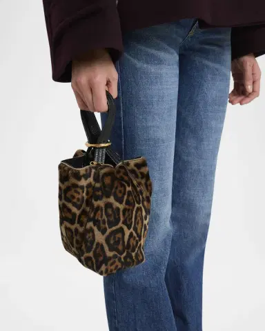 Chloé Spin Tote Bag in Leopard-Print Shearling | Thumbnail 2 Chloé Spin Tote Bag in Leopard-Print Shearling | Thumbnail 2