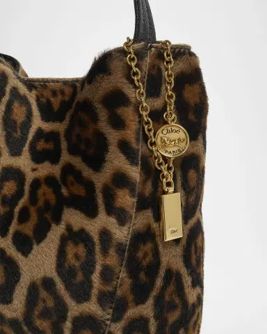 Chloé Spin Tote Bag in Leopard-Print Shearling | Thumbnail 6 Chloé Spin Tote Bag in Leopard-Print Shearling | Thumbnail 6