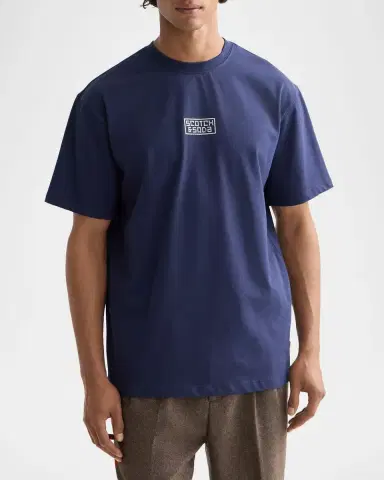 Scotch & Soda Men's Cotton Relaxed Fit Cross-Stitch Artwork T-Shirt | Thumbnail 4 Scotch & Soda Men's Cotton Relaxed Fit Cross-Stitch Artwork T-Shirt | Thumbnail 4