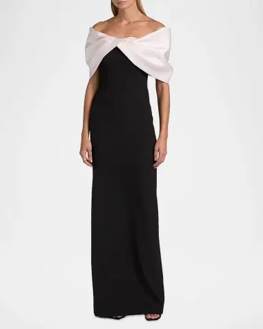 Pamella Roland Mikado Off-The-Shoulder Crepe Column Gown | Thumbnail 2 Pamella Roland Mikado Off-The-Shoulder Crepe Column Gown | Thumbnail 2
