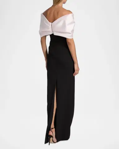 Pamella Roland Mikado Off-The-Shoulder Crepe Column Gown | Thumbnail 3 Pamella Roland Mikado Off-The-Shoulder Crepe Column Gown | Thumbnail 3