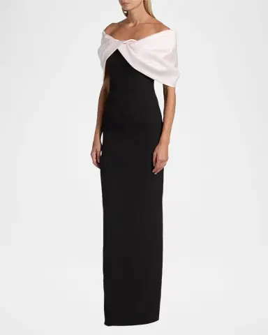 Pamella Roland Mikado Off-The-Shoulder Crepe Column Gown | Thumbnail 4 Pamella Roland Mikado Off-The-Shoulder Crepe Column Gown | Thumbnail 4
