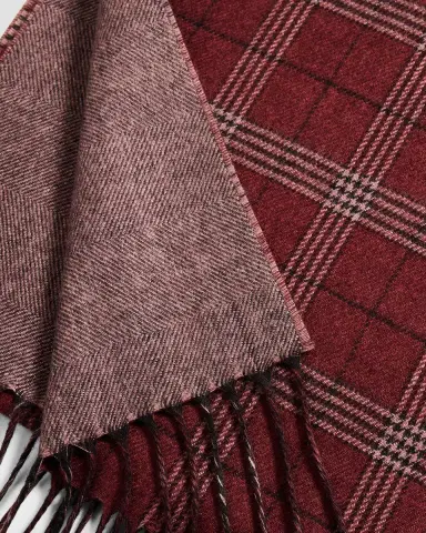 PIACENZA 1733 Men's Baltazar Herringbone to Plaid Silk and Cashmere Scarf | Thumbnail 4 PIACENZA 1733 Men's Baltazar Herringbone to Plaid Silk and Cashmere Scarf | Thumbnail 4