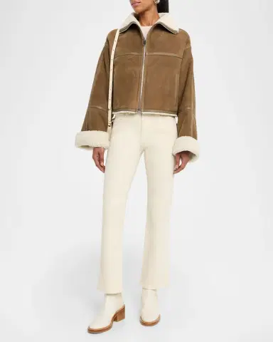 Yves Salomon Suede Merino Lambskin Cropped Jacket | Thumbnail 2 Yves Salomon Suede Merino Lambskin Cropped Jacket | Thumbnail 2