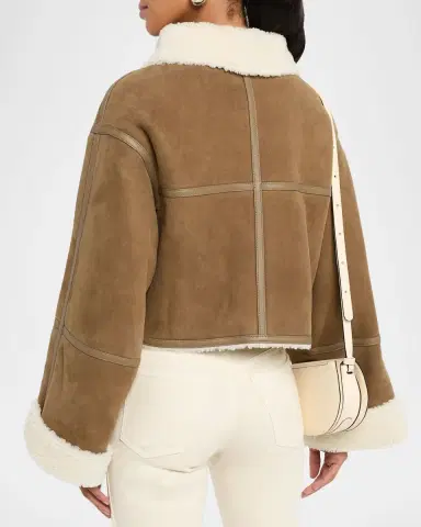 Yves Salomon Suede Merino Lambskin Cropped Jacket | Thumbnail 3 Yves Salomon Suede Merino Lambskin Cropped Jacket | Thumbnail 3