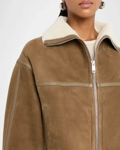 Yves Salomon Suede Merino Lambskin Cropped Jacket | Thumbnail 5 Yves Salomon Suede Merino Lambskin Cropped Jacket | Thumbnail 5