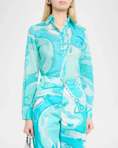 Pucci Orchidee-Print Cotton Button-Down Shirt | Thumbnail 4 Pucci Orchidee-Print Cotton Button-Down Shirt | Thumbnail 4