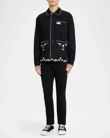 Scotch & Soda Men's Embroidered Cotton-Blend Worker Jacket | Thumbnail 2 Scotch & Soda Men's Embroidered Cotton-Blend Worker Jacket | Thumbnail 2