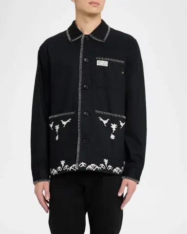 Scotch & Soda Men's Embroidered Cotton-Blend Worker Jacket | Thumbnail 4 Scotch & Soda Men's Embroidered Cotton-Blend Worker Jacket | Thumbnail 4