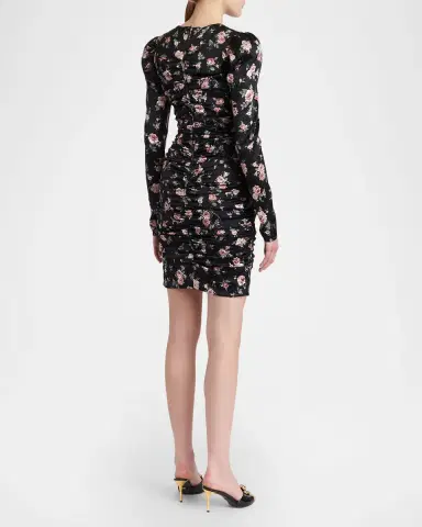 Dolce & Gabbana Small Rose Bouquets-Print Long Satin Dress | Thumbnail 3 Dolce & Gabbana Small Rose Bouquets-Print Long Satin Dress | Thumbnail 3