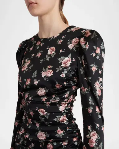 Dolce & Gabbana Small Rose Bouquets-Print Long Satin Dress | Thumbnail 5 Dolce & Gabbana Small Rose Bouquets-Print Long Satin Dress | Thumbnail 5