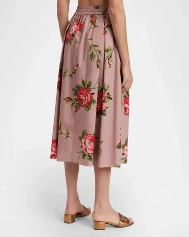 Dolce & Gabbana Rose-Print Cotton Circle Midi Skirt | Thumbnail 3 Dolce & Gabbana Rose-Print Cotton Circle Midi Skirt | Thumbnail 3