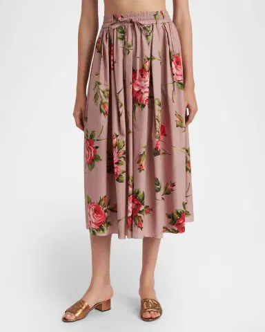 Dolce & Gabbana Rose-Print Cotton Circle Midi Skirt | Thumbnail 4 Dolce & Gabbana Rose-Print Cotton Circle Midi Skirt | Thumbnail 4
