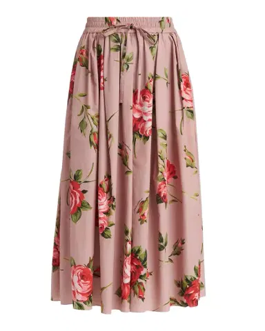 Dolce & Gabbana Rose-Print Cotton Circle Midi Skirt | Thumbnail 1 Dolce & Gabbana Rose-Print Cotton Circle Midi Skirt | Thumbnail 1