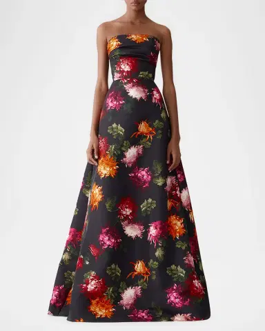 Carolina Herrera Floral-Print Strapless A-Line Gown | Thumbnail 2 Carolina Herrera Floral-Print Strapless A-Line Gown | Thumbnail 2