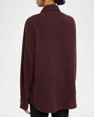 God 's True Cashmere Claret Solid Cashmere Button-Down Shirt | Thumbnail 3 God 's True Cashmere Claret Solid Cashmere Button-Down Shirt | Thumbnail 3