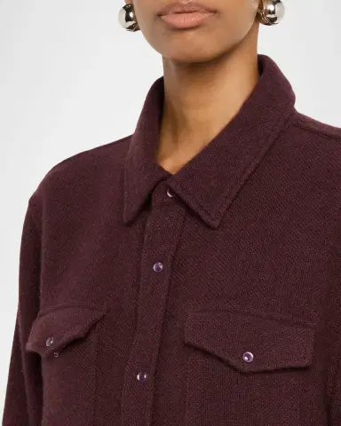 God 's True Cashmere Claret Solid Cashmere Button-Down Shirt | Thumbnail 5 God 's True Cashmere Claret Solid Cashmere Button-Down Shirt | Thumbnail 5