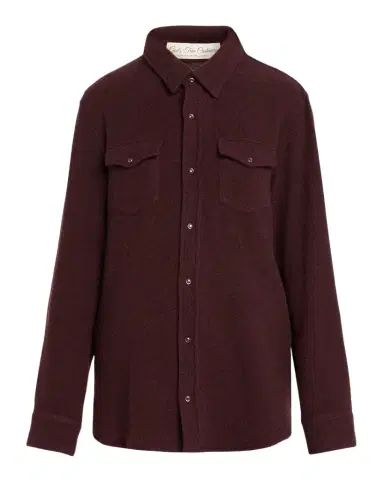 God 's True Cashmere Claret Solid Cashmere Button-Down Shirt | Thumbnail 1 God 's True Cashmere Claret Solid Cashmere Button-Down Shirt | Thumbnail 1