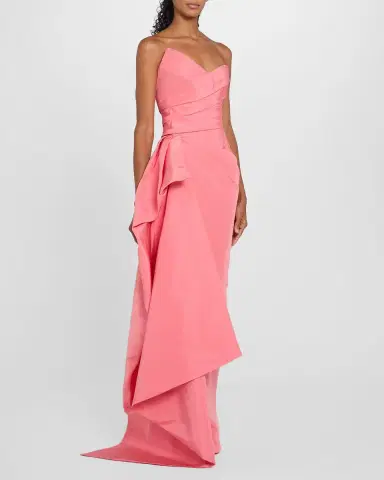 Monique Lhuillier Strapless Draped Silk Faille Gown | Thumbnail 4 Monique Lhuillier Strapless Draped Silk Faille Gown | Thumbnail 4