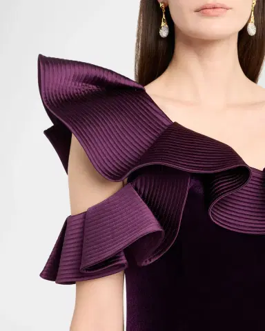 Rickie Freeman for Teri Jon One-Shoulder Ruffle Velvet Gown | Thumbnail 5 Rickie Freeman for Teri Jon One-Shoulder Ruffle Velvet Gown | Thumbnail 5