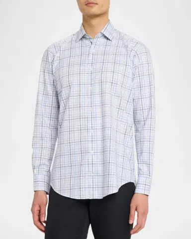 Peter Millar Men's Warren Crown Lite Cotton-Stretch Plaid Sport Shirt | Thumbnail 4 Peter Millar Men's Warren Crown Lite Cotton-Stretch Plaid Sport Shirt | Thumbnail 4