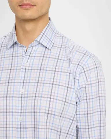 Peter Millar Men's Warren Crown Lite Cotton-Stretch Plaid Sport Shirt | Thumbnail 5 Peter Millar Men's Warren Crown Lite Cotton-Stretch Plaid Sport Shirt | Thumbnail 5