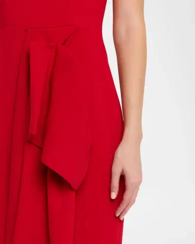 Badgley Mischka Square-Neck Pleated Wrap Midi Dress | Thumbnail 8 Badgley Mischka Square-Neck Pleated Wrap Midi Dress | Thumbnail 8