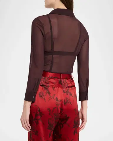 L'Agence Indiana Fitted Mesh Blouse | Thumbnail 3 L'Agence Indiana Fitted Mesh Blouse | Thumbnail 3
