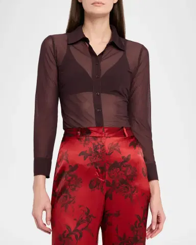 L'Agence Indiana Fitted Mesh Blouse | Thumbnail 4 L'Agence Indiana Fitted Mesh Blouse | Thumbnail 4