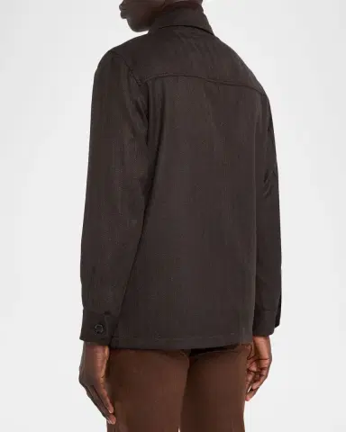 Brioni Men's Super 180 's Wool Herringbone Chore Jacket | Thumbnail 3 Brioni Men's Super 180 's Wool Herringbone Chore Jacket | Thumbnail 3