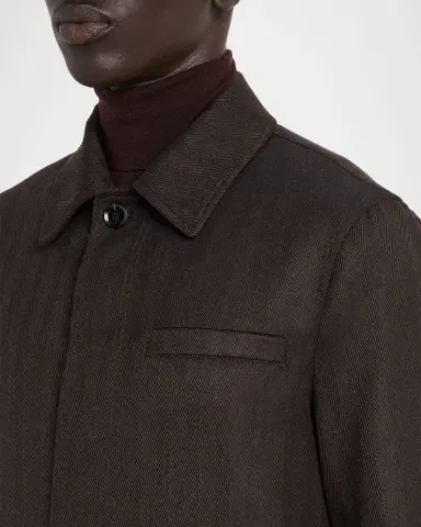 Brioni Men's Super 180 's Wool Herringbone Chore Jacket | Thumbnail 5 Brioni Men's Super 180 's Wool Herringbone Chore Jacket | Thumbnail 5