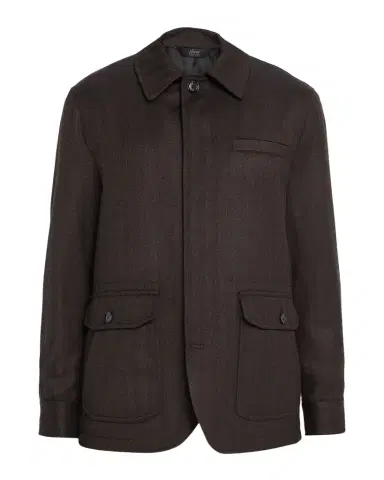Brioni Men's Super 180 's Wool Herringbone Chore Jacket | Thumbnail 1 Brioni Men's Super 180 's Wool Herringbone Chore Jacket | Thumbnail 1