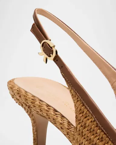 Gianvito Rossi Marbella Raffia Slingback Pumps | Thumbnail 3 Gianvito Rossi Marbella Raffia Slingback Pumps | Thumbnail 3