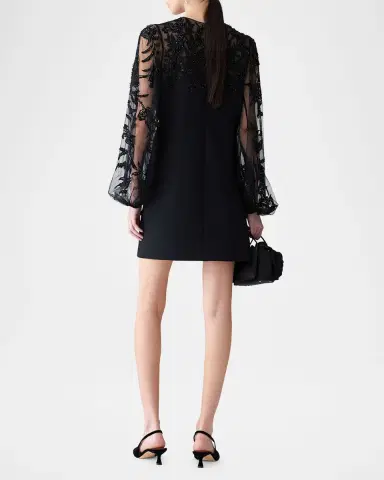 Carolina Herrera Embroidered Puff-Sleeve Mini Dress | Thumbnail 3 Carolina Herrera Embroidered Puff-Sleeve Mini Dress | Thumbnail 3