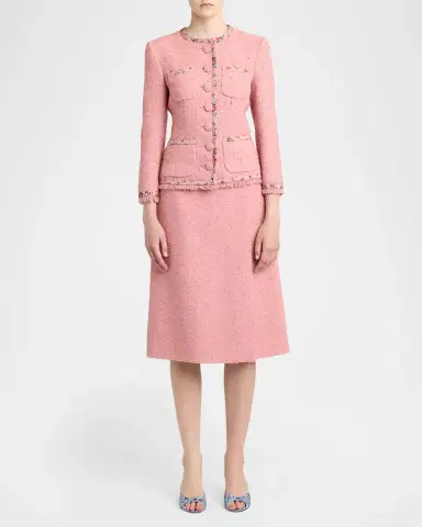 Dolce & Gabbana Floral-Trim Boucle Single-Breasted Jacket | Thumbnail 2 Dolce & Gabbana Floral-Trim Boucle Single-Breasted Jacket | Thumbnail 2