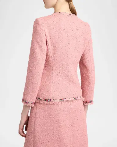 Dolce & Gabbana Floral-Trim Boucle Single-Breasted Jacket | Thumbnail 3 Dolce & Gabbana Floral-Trim Boucle Single-Breasted Jacket | Thumbnail 3