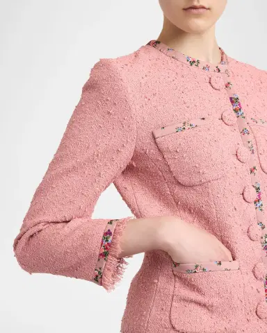 Dolce & Gabbana Floral-Trim Boucle Single-Breasted Jacket | Thumbnail 5 Dolce & Gabbana Floral-Trim Boucle Single-Breasted Jacket | Thumbnail 5