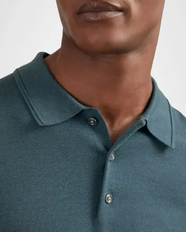 Reiss Men's Trafford Merino Wool Long-Sleeve Polo Shirt | Thumbnail 5 Reiss Men's Trafford Merino Wool Long-Sleeve Polo Shirt | Thumbnail 5