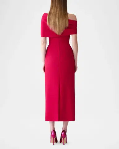 Carolina Herrera Draped Off-The-Shoulder Midi Dress | Thumbnail 3 Carolina Herrera Draped Off-The-Shoulder Midi Dress | Thumbnail 3