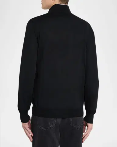 Brunello Cucinelli Men's Wool-Cashmere Half Zip Pullover Sweater | Thumbnail 3 Brunello Cucinelli Men's Wool-Cashmere Half Zip Pullover Sweater | Thumbnail 3