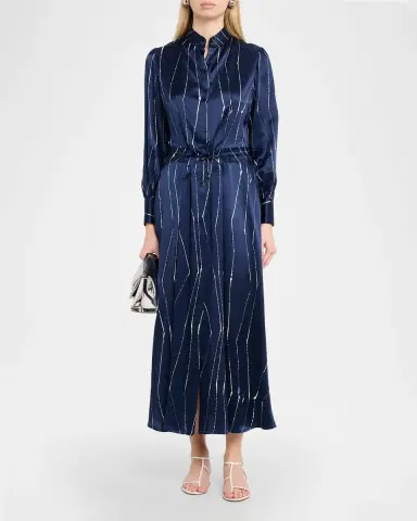 Kiton Long-Sleeve Abstract-Print Silk Maxi Shirtdress | Thumbnail 2 Kiton Long-Sleeve Abstract-Print Silk Maxi Shirtdress | Thumbnail 2