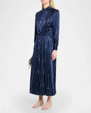 Kiton Long-Sleeve Abstract-Print Silk Maxi Shirtdress | Thumbnail 4 Kiton Long-Sleeve Abstract-Print Silk Maxi Shirtdress | Thumbnail 4