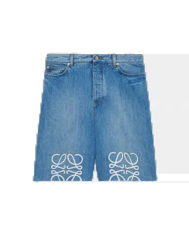 Loewe Men's Maxi-Anagram Washed Denim Shorts | Thumbnail 2 Loewe Men's Maxi-Anagram Washed Denim Shorts | Thumbnail 2
