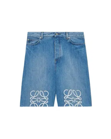 Loewe Men's Maxi-Anagram Washed Denim Shorts | Thumbnail 1 Loewe Men's Maxi-Anagram Washed Denim Shorts | Thumbnail 1