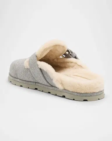 Stuart Weitzman Chrystie Shearling-Lined Flannel Mules | Thumbnail 4 Stuart Weitzman Chrystie Shearling-Lined Flannel Mules | Thumbnail 4